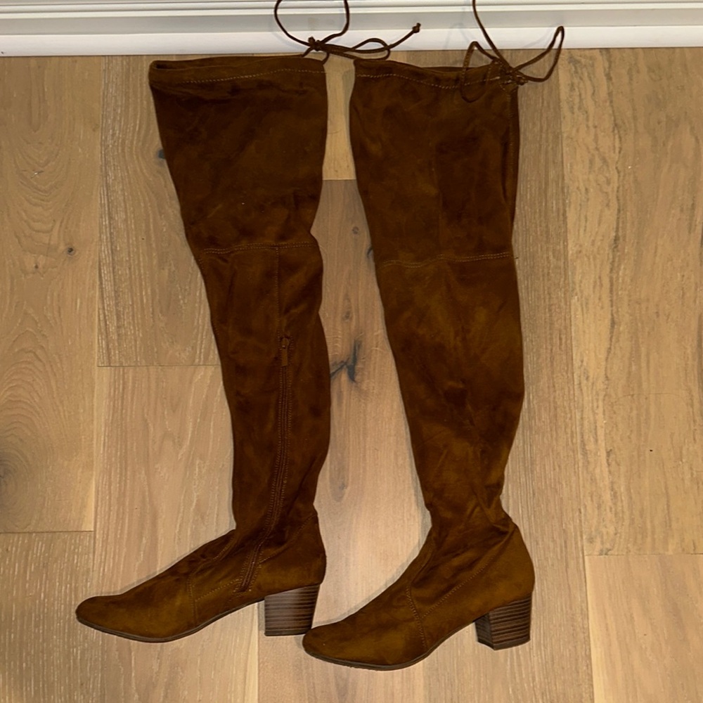 Brown Suede Over-the-Knee Boots